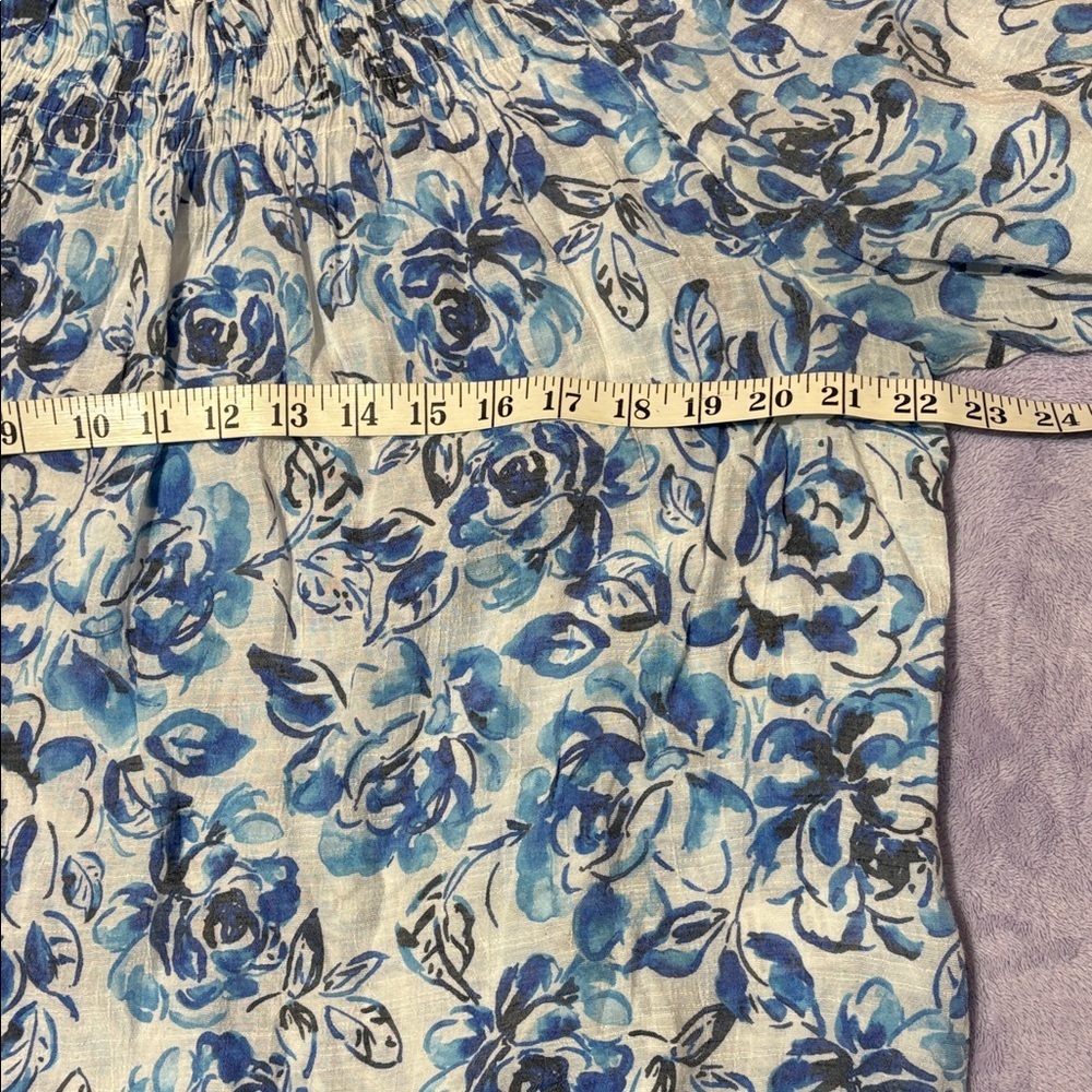 Counterparts Blue Floral Off-Shoulder Peasant Top XL - Picture 4 of 8